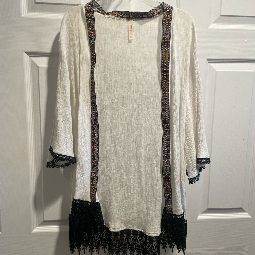 White and Black Boho Summer Cardigan